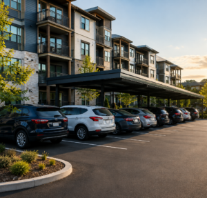 Property using parking lot management software for an apartment community.