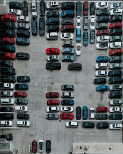 parking lot full of cars