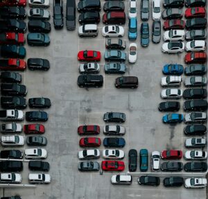 parking lot full of cars