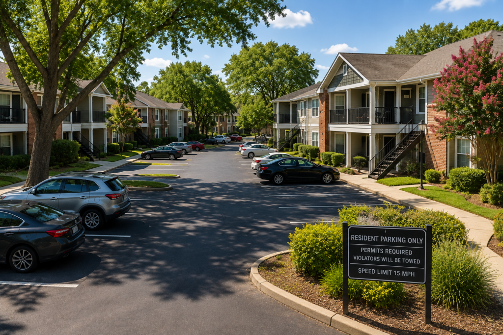 Open apartment parking lot
