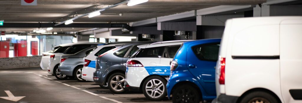 vehicles parked in carpark garage ParkM online parking management software