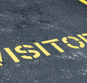 visitors painted on asphalt parking space ParkM online parking management software